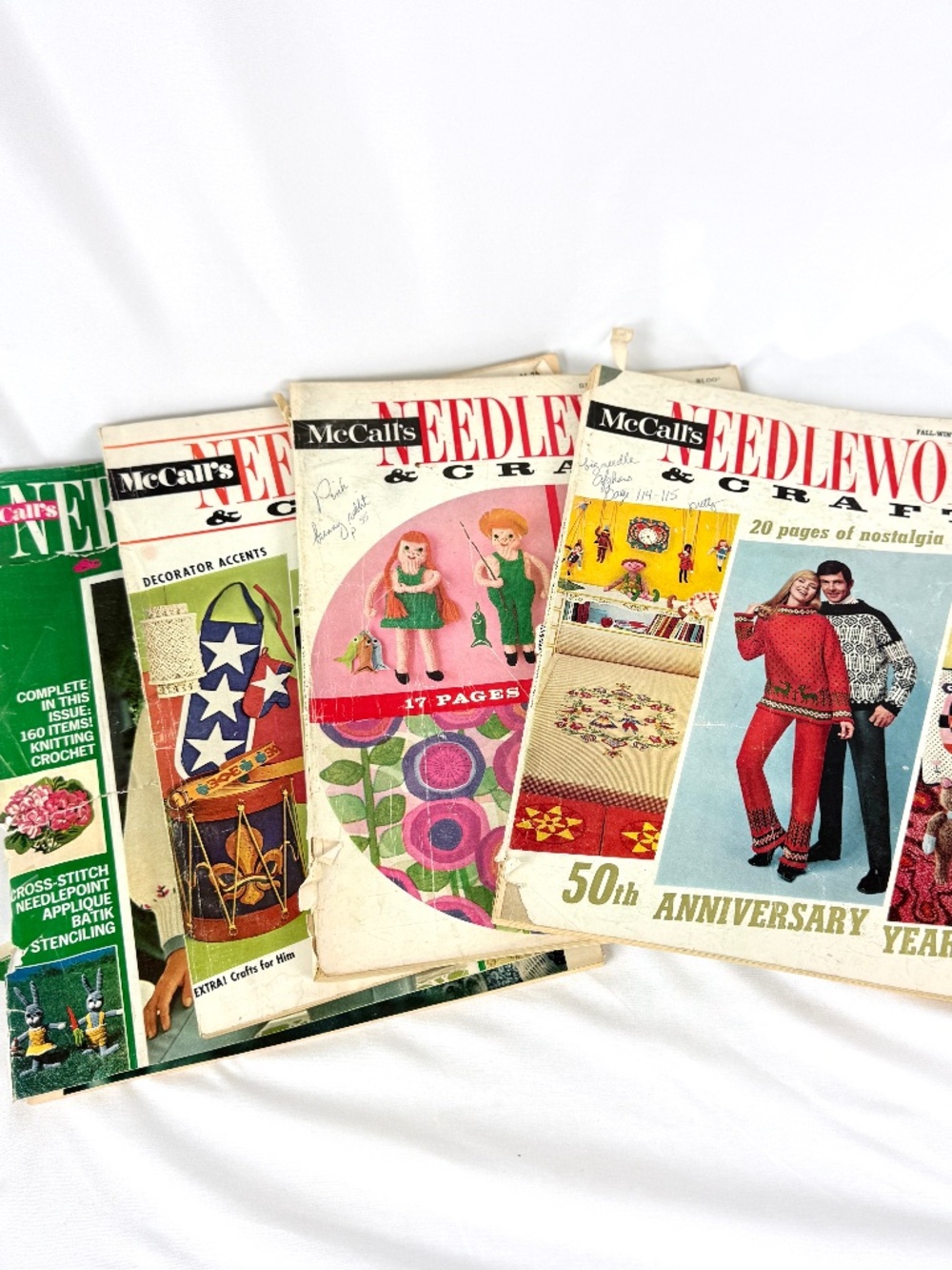 Share 1970s McCalls Needlework Crafts 4 Magazines MCM Knitting Macrome Batik